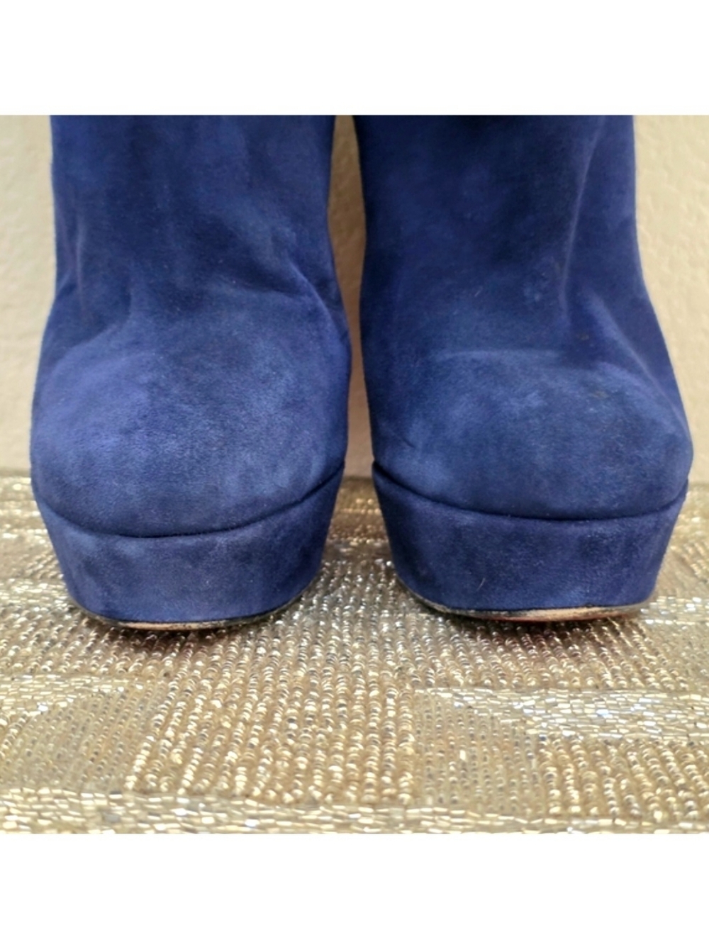 Christian Louboutin Royal Blue Suede Knee-High Boots - Size EU 39 (Fits US 8) - Picture 9 of 16